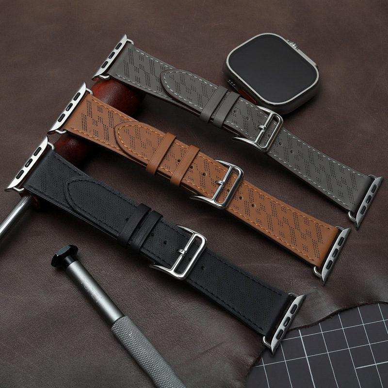 Suitable for Apple Watch Ultra3 Strap Apple Watch 10S11 Genuine Leather Micro-Porous Breathable 49mm Suitable for Apple Watch Ultra3 Strap Apple Watch 10S11 Genuine Leather Micro-Porous Breathable 49mm