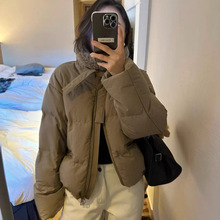 3天 2025冬季新款韩国东大门纯色撞色翻领拉链90鸭绒羽绒服外套女