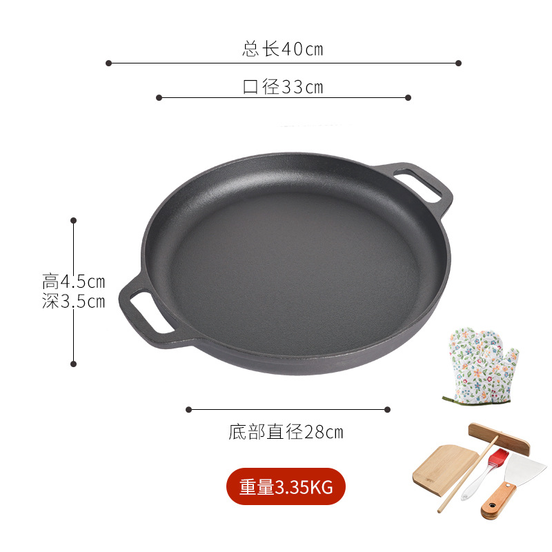 Hierro fundido grueso sin recubrimiento palillos panqueque fruta herramienta pan hierro de cerdo hogar panqueque antiadherente mano pastel olla