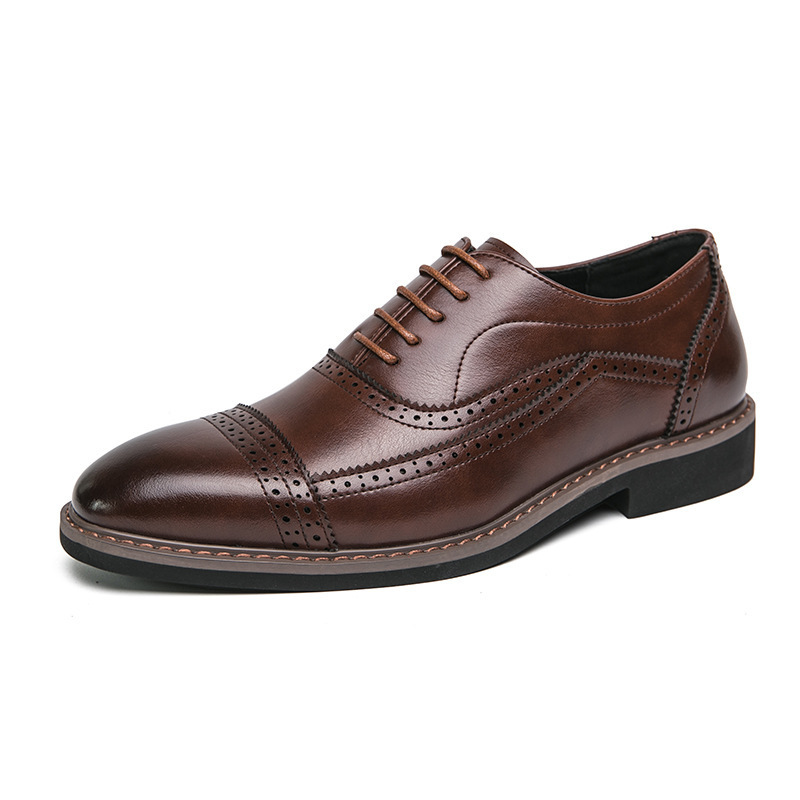 Primavera transfronteriza zapatos de cuero de correa de negocios de tamaño grande zapatos de hombre moda de color sólido zapatos de Oxford, zapatos de boda de talla de flores