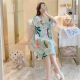 Cotton Silk Nightgown Women's Summer Thin Short-sleeved Cartoon Printed Pajamas Internet Celebrator Live plus size Spring and Autumn Home Clothes