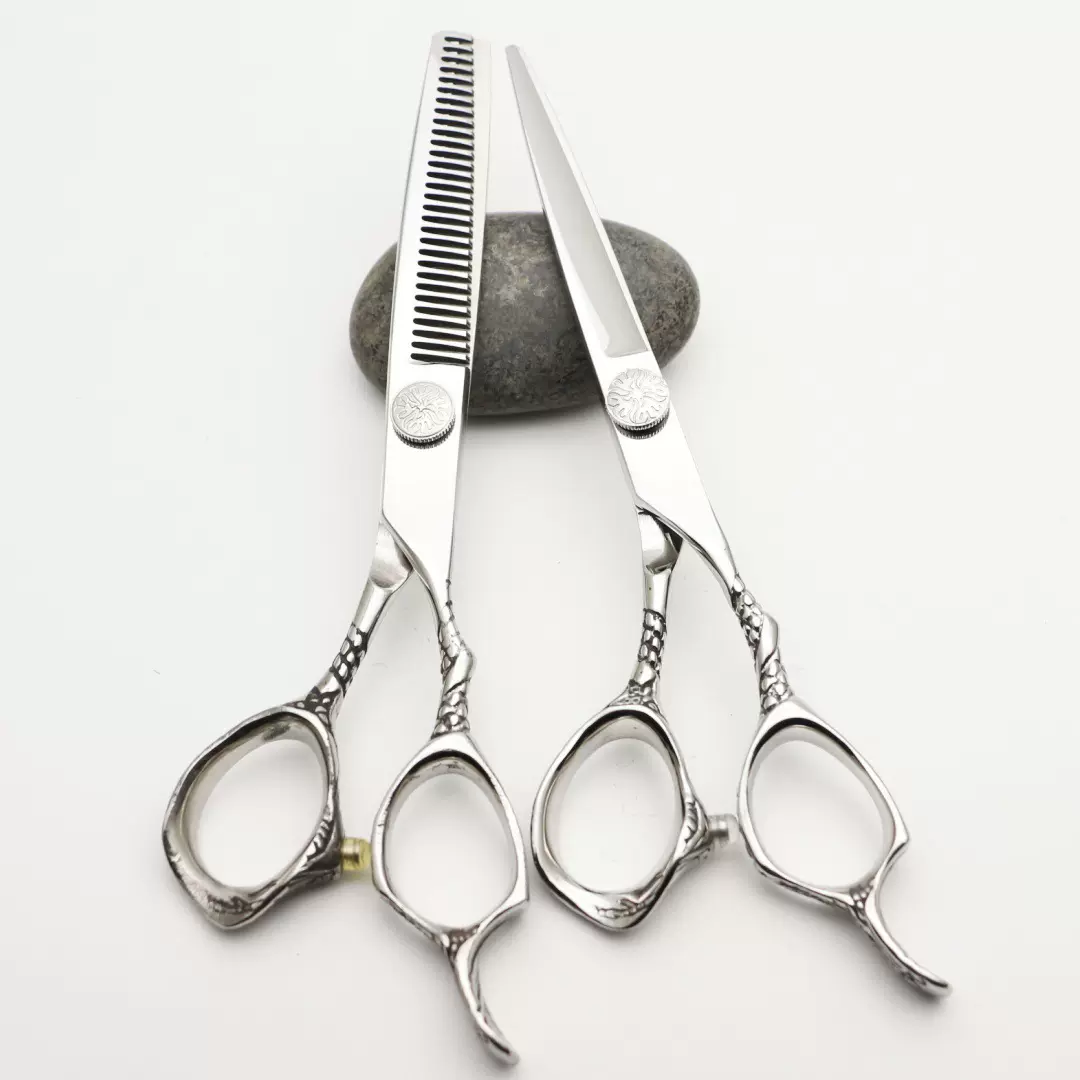 专业理发剪刀6CR材质平剪牙剪 厚圈花柄美发剪刀发廊专用剪刀批发