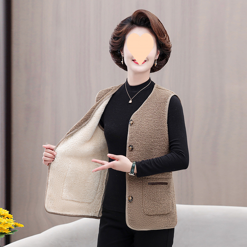 Women's 2025 autumn and winter new large-size vest middle-aged mother wears pellet fleece vest horse clip