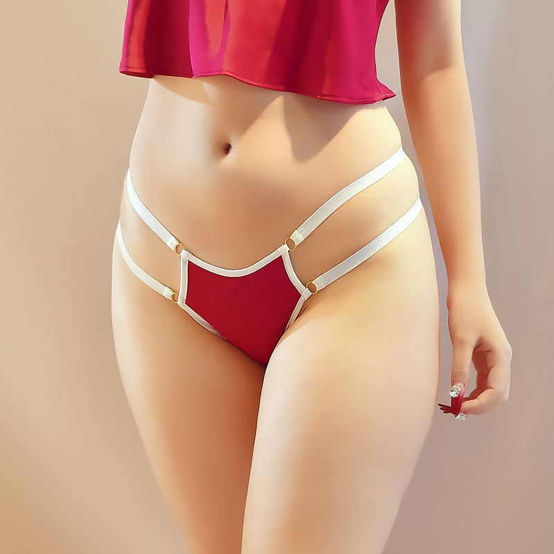 Ice Silk Satin Panties for Women, Open-Crotch, No Need to Take Off, Double Elastic Waistband, Low-Rise Briefs, Imitation Silk, Home Wear, Sexy Thong