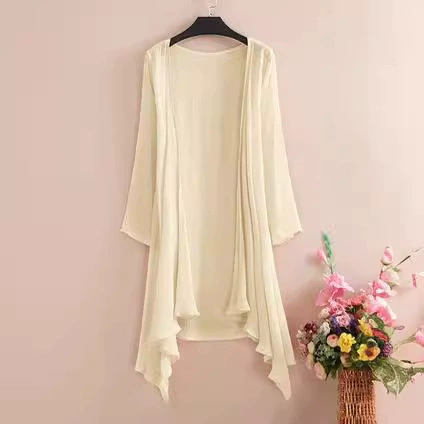 2024 весенний сплошной цвет рубашки с длинными рукавами асимметричного свободного женского кимоно