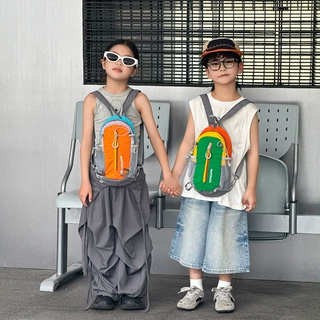 新款儿童撞色背包男孩女孩潮童外出休闲时尚小双肩包轻便旅游包