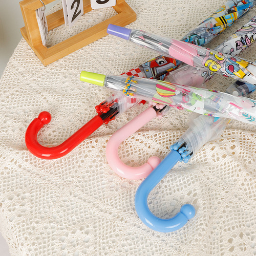 New 17-inch transparent umbrella for children, cute cartoon pattern, transparent small umbrella for kindergarten wholesale