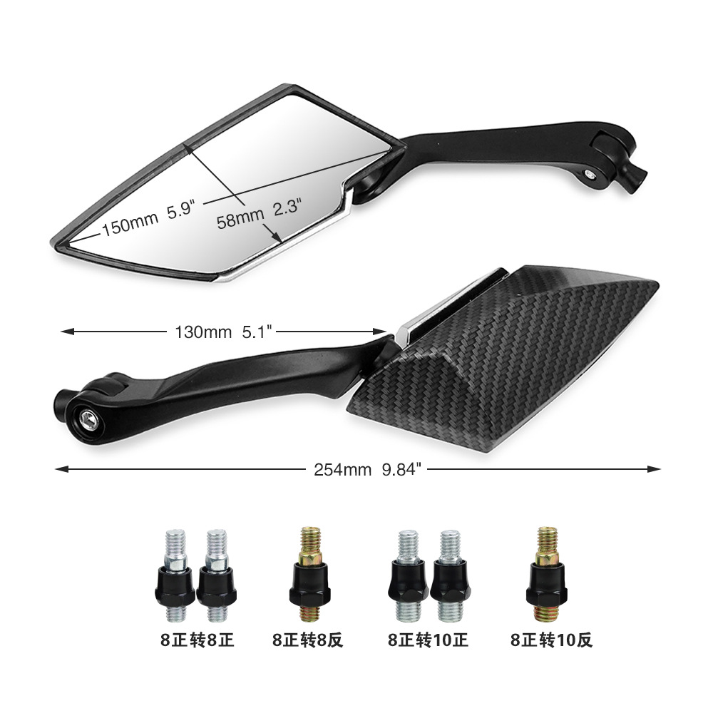 Cross-Border Motorcycle Electric Vehicle Rearview Mirror Modified Aluminum Rod Universal Reversing Rearview Mirror Reflective Mirror