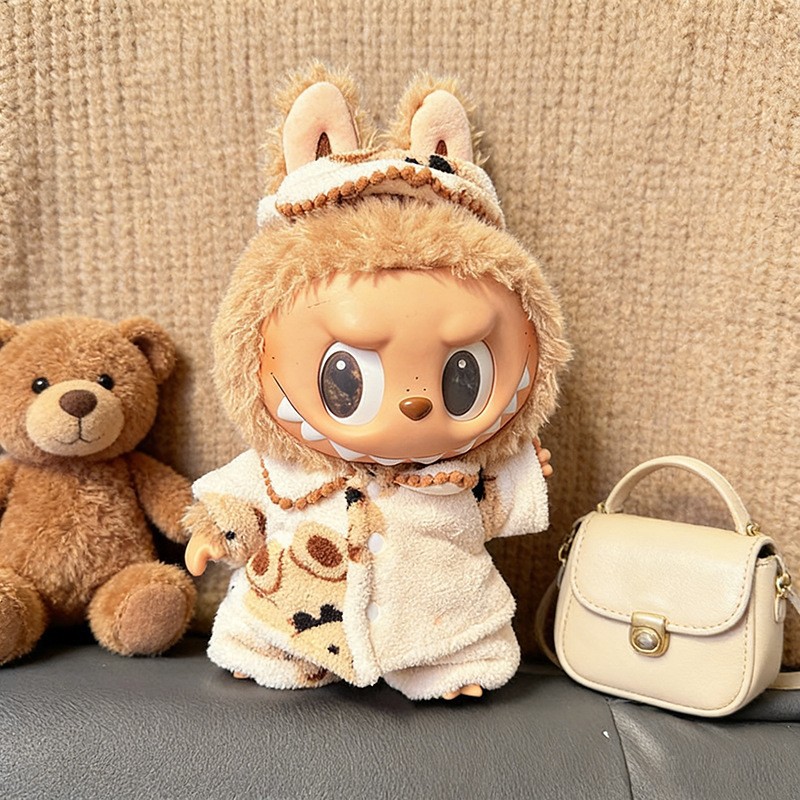 Ropa de muñeca de peluche de vinilo Labubu de 38cm para ropa de muñeca La Bu Time to Chill