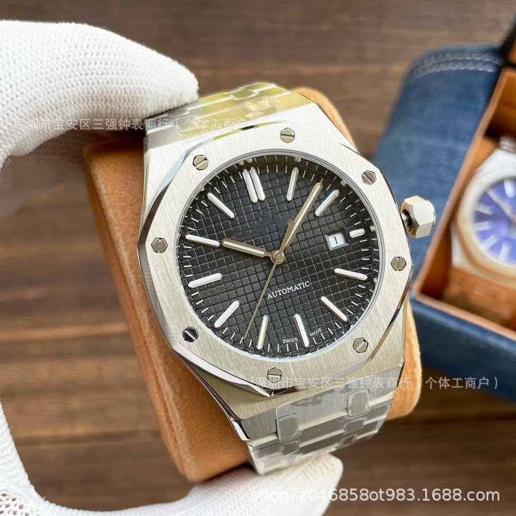 Cross-Border Royal Oak Men's Fully Automatic Mechanical Watch 15400-15407-26240 Series Steel Band Luminous Wholesale