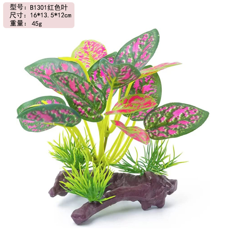 Acuario pecera paisaje agua planta decoración simulación plástico Lotus tela falsa hoja agua planta simulación arena bandeja Decoración