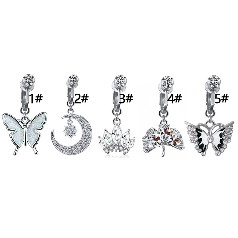 Gabe European Beauty Butterfly Heart Cross -Pass Pass Выполнение Поддельный пупок Earrotchoa без крыльца Порч Порч Украшения