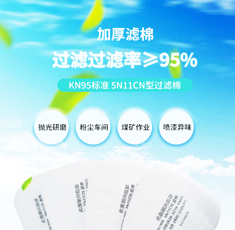 5N11CN过滤棉KN95防尘口罩颗粒物滤棉