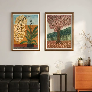 金穗垂芳》客厅挂画中古风植物沙发背景墙装饰画好寓意复古壁画