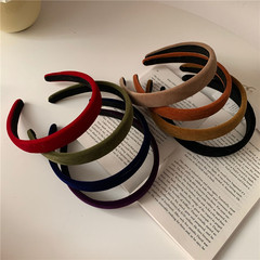 純色簡約麂皮寬邊發箍女生洗臉植絨海綿頭箍韓式毛絨秋冬復古髮飾