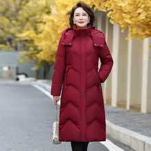 专柜高档羽绒服女过膝加厚中老年妈妈装大码长款新国标白鸭绒外套