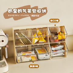 Desktop flip cover dustproof tea bag storage box coffee home office tea room transparent debris storage and organization rack
