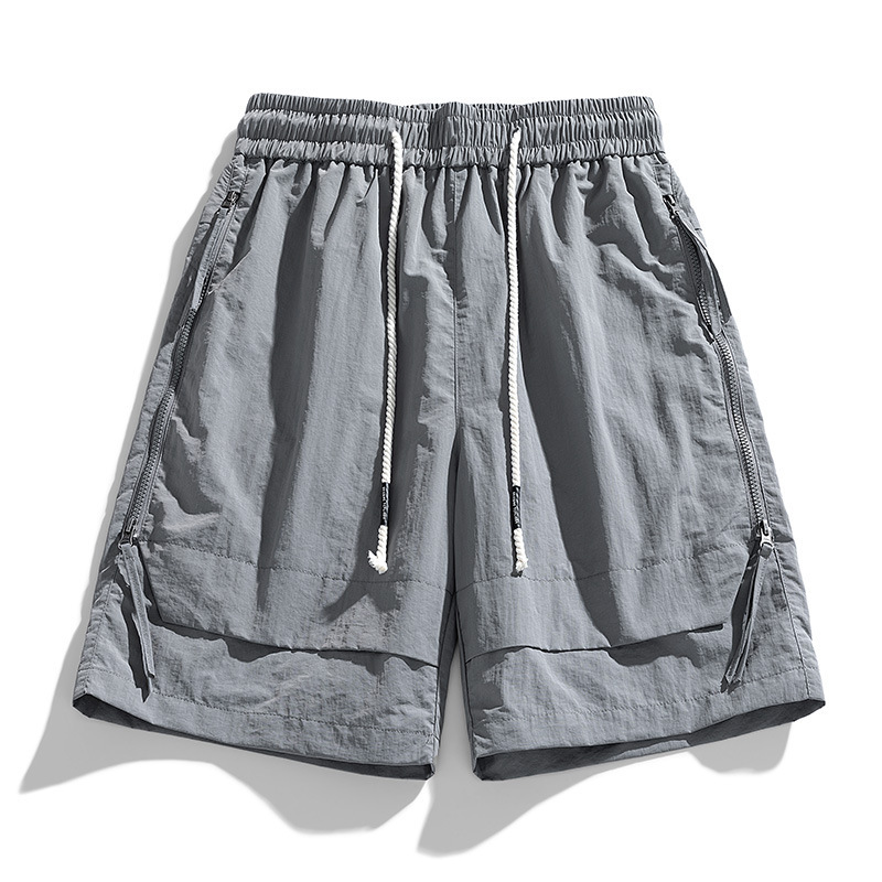 2025 moda hombre todo-fósforo verano delgado multibolsillos elástico casual suelto de secado rápido pantalones de cinco puntos