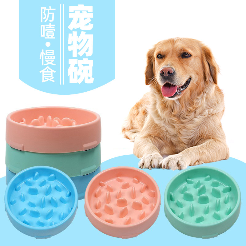 Nueva mascota tazón de comida lenta anti-estrangulamiento perro tazón gato tazón anti-golpe engrosada mascota Slow Food Bowl suministros para mascotas al por mayor