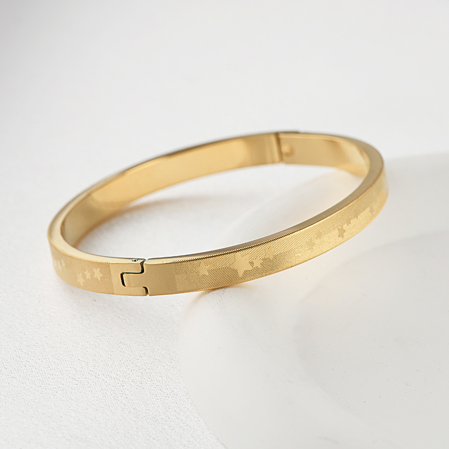 25g Weight Bangle Classification Titanium Steel Chain Material 1 Piece Quantity Holiday, Daily Occasion Titanium Steel Material Star Pattern Women's Gender Plating Design Basic, Classic Style Style Basic Classic Style Star Titanium Steel Bangle In Bulk 7