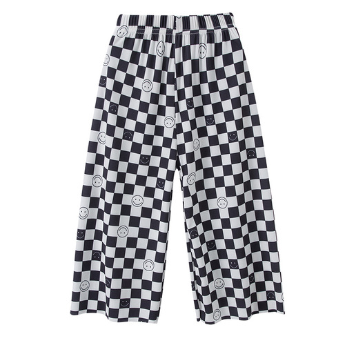 Summer Cool Drape Lightweight Flow Print Fashion Korean Style Mother and Daughter Matching Wide Leg Home Sweatpants