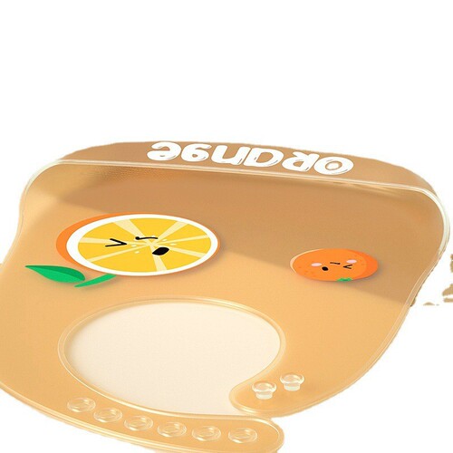 Baby Summer Silicone Bib Waterproof Washable Napkin Snack Bowl Bib for Infants and Toddlers with Fruit Design Spit Cup