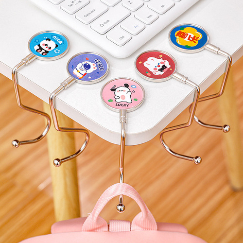 Student desk bag hook creative office desk punch-free hook cute cartoon portable removable hook