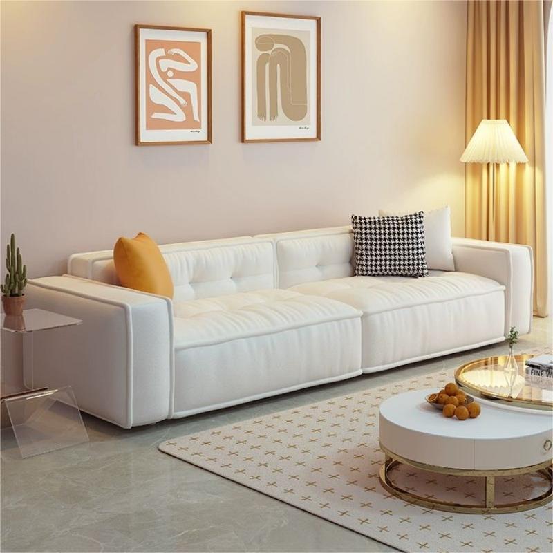 Crema estilo tostadas sofá italiano minimalista moderno salón garra de gato paño pequeño apartamento lambsswool tela sofá combinación