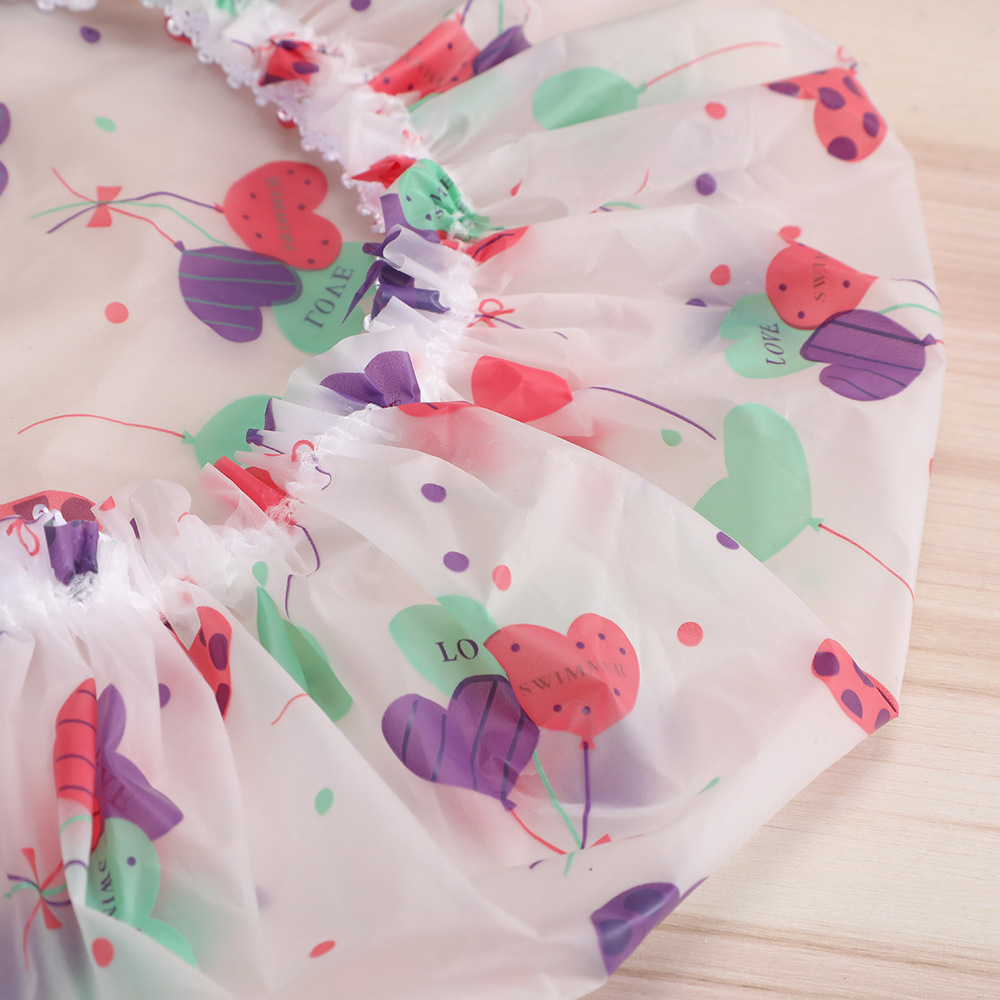 Transparent Waterproof Shower Cap For Adults With Floral Print_voghion.com