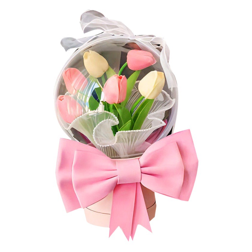 Envíe 520 regalos para el día de la madre, tulipanes, barriles de abrazo, bolas de onda, bricolaje, paquete de material floral de simulación hecha a mano para novia