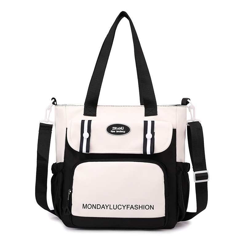 Bolso de estudiante de color de contraste ins japonés bolso de matrícula bolso de mensajero de lona estudiante de secundaria bolso de clase de gran capacidad femenino
