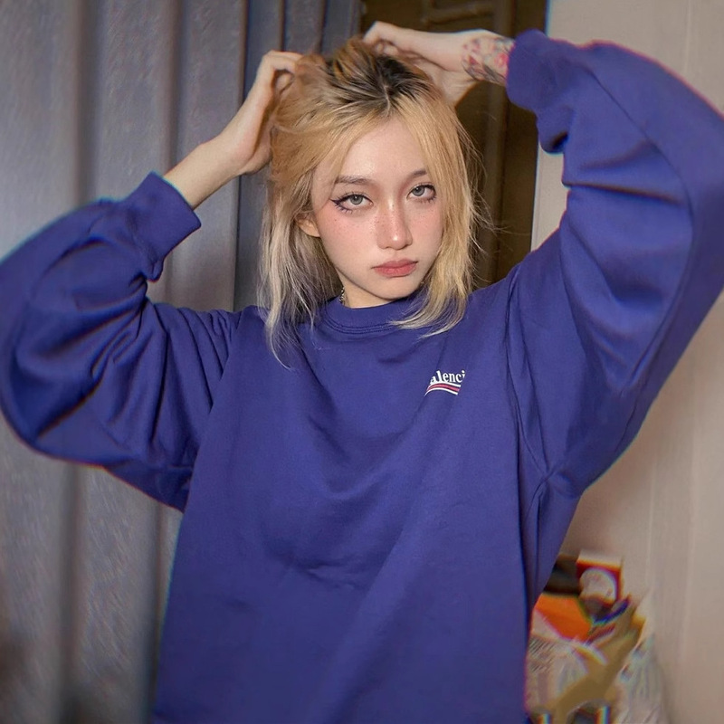 Factory Direct sales Paris B classic basic Cola letter printing men's and women's OS loose Terry round neck sweater