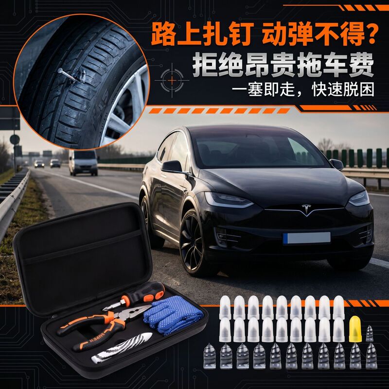 Cross-Border Best-Selling Tire Repair Tool Set, Universal Emergency Repair Tool Set for Cars, Motorcycles, Electric Vehicles, and Vacuum Tires