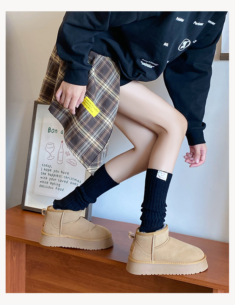 Strickstulpen mit hohem Bündchen aus Baumwollmischgewebe, atmungsaktiv und stylisch, einfarbig mit Rippstrickdetails, perfekt für JK Fashion_voghion.com