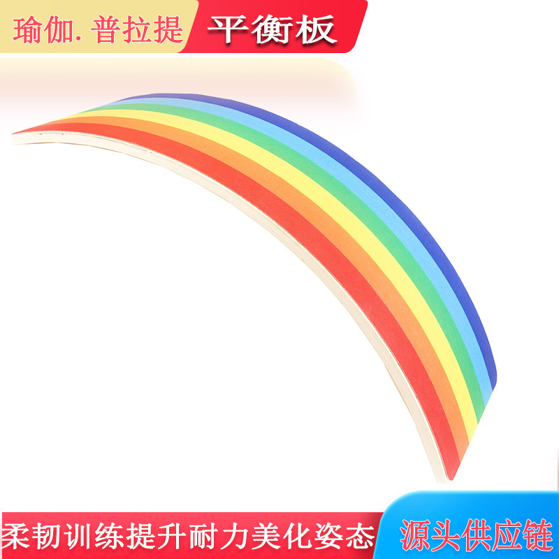 Wooden Balance Board for Adults and Children, Sports and Fitness Equipment, Yoga and Pilates Rainbow Curved Board Toy