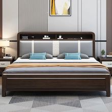 紫檀木软包实木床1.8双人床现代简约主卧软靠储物床1.5次卧单人床