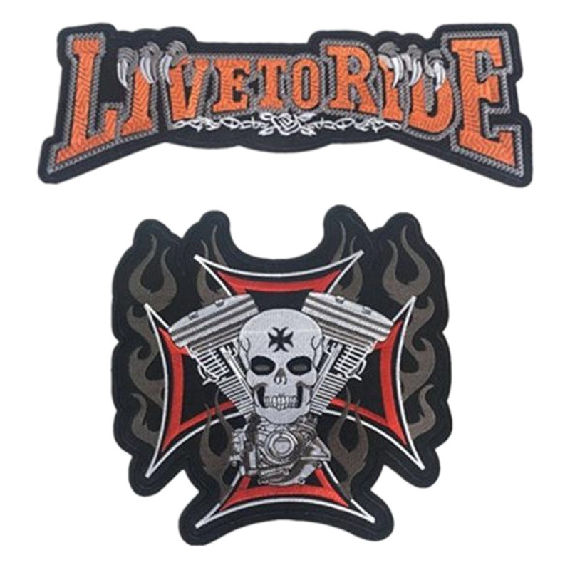 Estilo europeo y americano cráneo pegatinas de tela bordado estilo de la Universidad Ropa Decoración calcomanías fresco motocicleta fantasma cabeza reparación subsidio