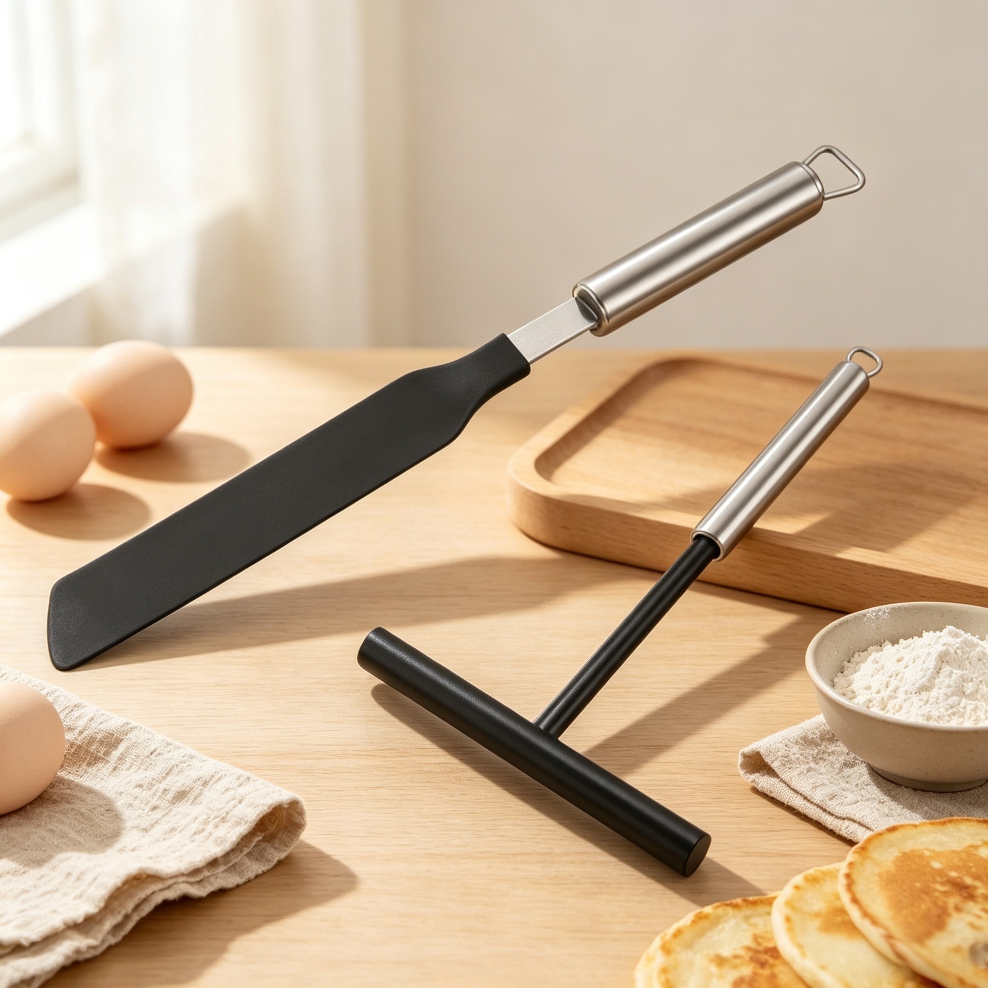 Stainless Steel Pancake Spreader, Nylon Spatula, Tool for Making Pancake Fruit Rolls, Egg Pancake Spreader, Cake Cream Scraper
