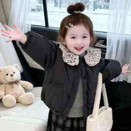 女童棉服冬季新款儿童韩版娃娃领加厚棉衣外套女宝宝洋气棉袄上衣