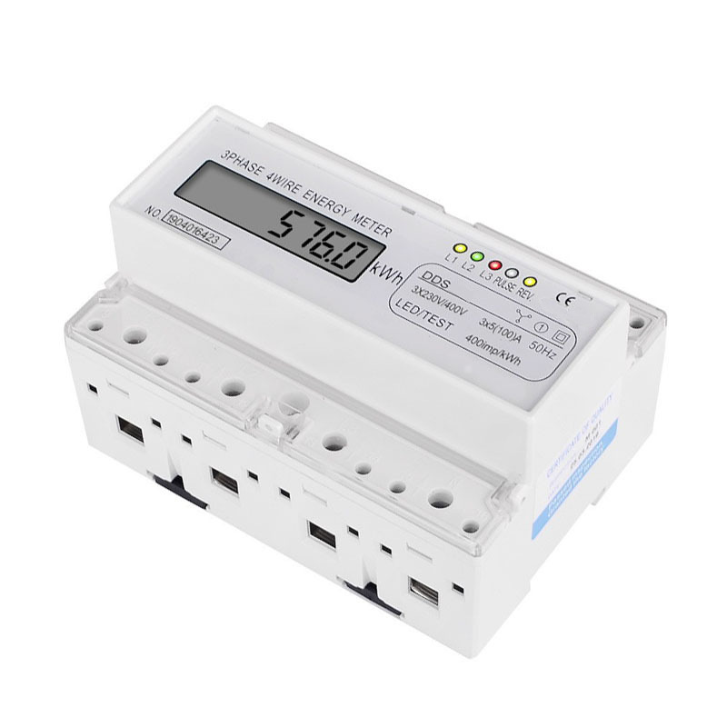 Suministro directo DTS pantalla de cristal líquido trifásica de cuatro cables medidor de vásmetros tipo riel guía doméstico de 380V medidor de energía eléctrica 7P caja de distribución