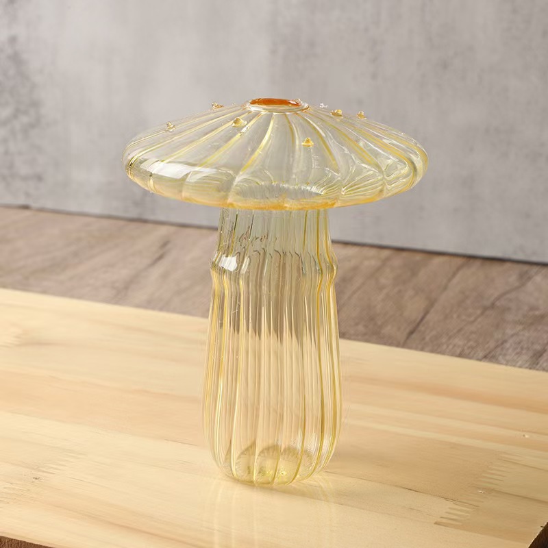 Vaso de hongos de vidrio creativo botella de fragancia de vidrio transparente de color hidropónico jarro de lámpara de vidrio decorativo arrancador de flores