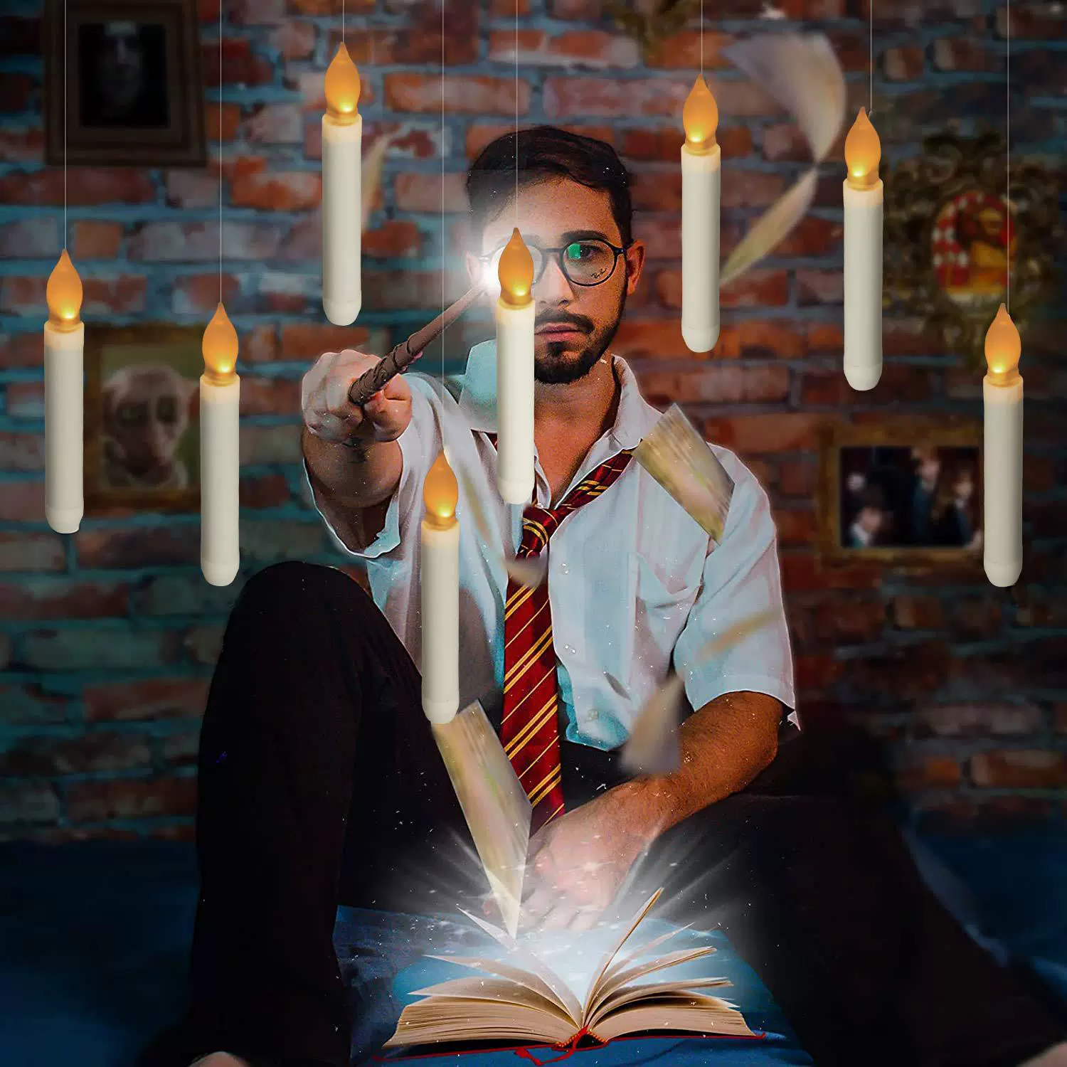 Волшебная палочка пульт дистанционного управления с рыбой линии крючок длинный стержень свечи Рождественская Хэллоуин вечеринка украшения подвесные свечи