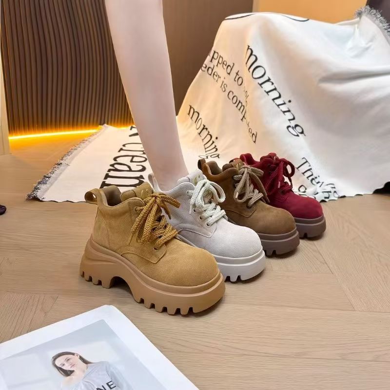2025 Autumn and Winter New Fashion Versatile Popular Celebrity Style Genuine Leather Height-Increasing Retro Fashion Short Boots Martin Boots Trendy