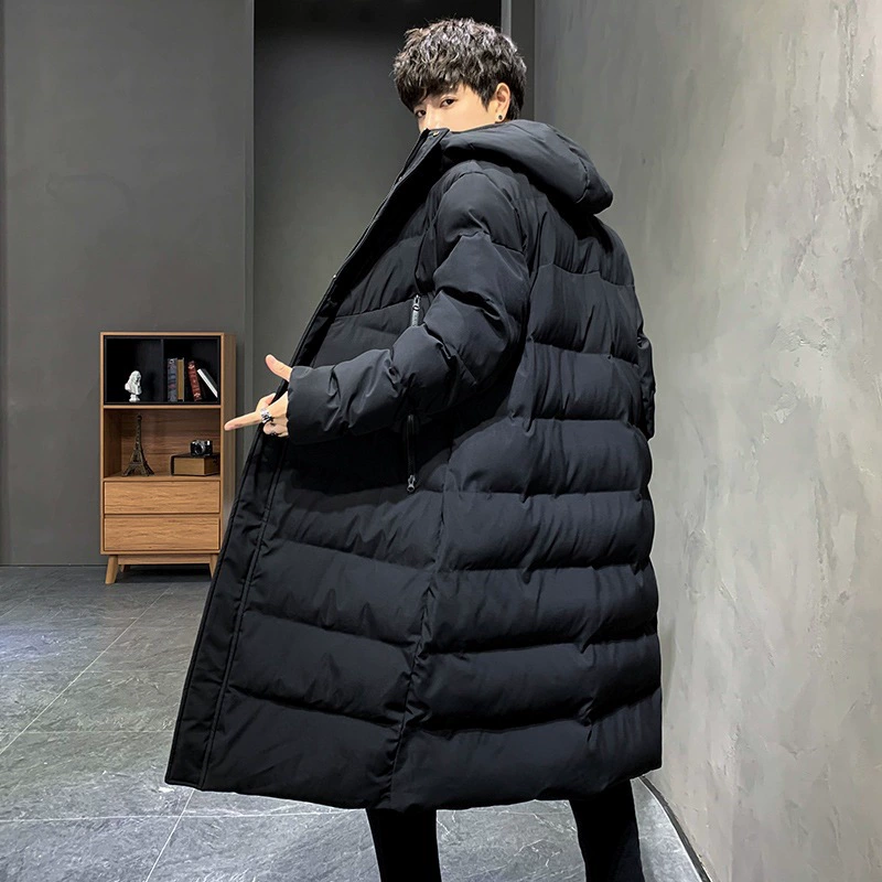 Winter long down jacket with down, keep warm fitted overall with hood, increased thickness
