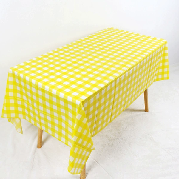1 yellow plaid tablecloth