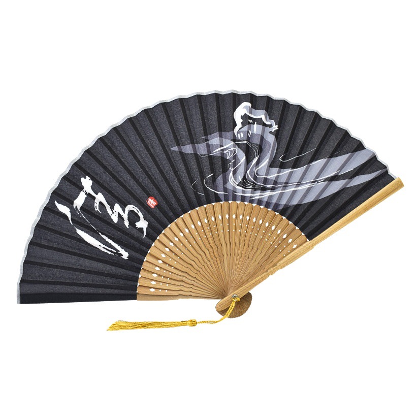 Estilo chino de bambú mango kimono ventilador de algodón de poliéster ventilador Zen estilo japonés ventilador plegable de La libélula tinta concepción artística vacía fresco