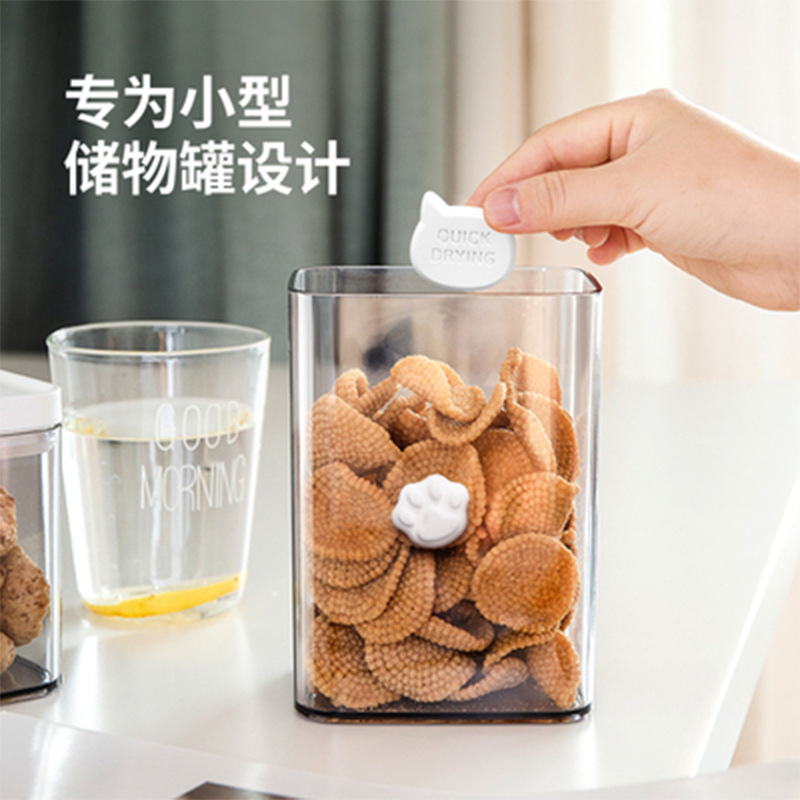Desecante de alimentos para mascotas comida para gatos Cubo de almacenamiento de alimentos para perros Cubo de vacío sellado diatomita deshumidificación tira de secado a prueba de humedad