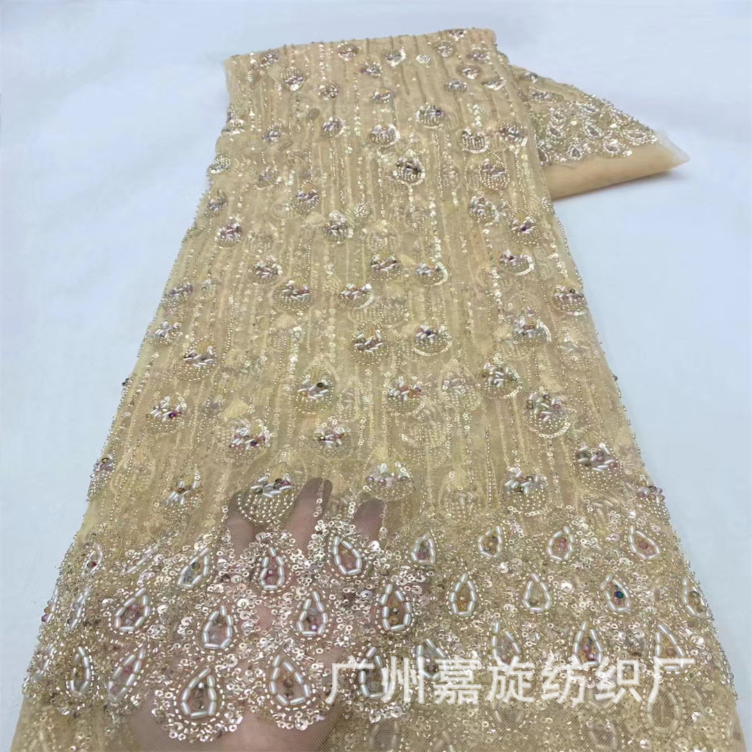 Industria pesada con cuentas estilo antiguo bordado suave malla de encaje fino vintage fishtail vestido etapa rendimiento ropa JX3671