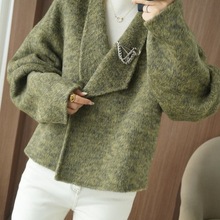 羊毛灰色双面呢大衣大衣新款2025秋冬西装短款毛呢外套小个子氨纶