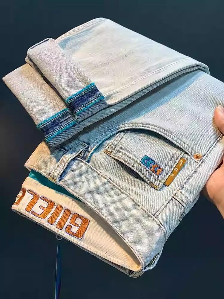 High End Men's Stretch Denim Jeans Slim Fit Business Casual Trousers_mkmklike.com